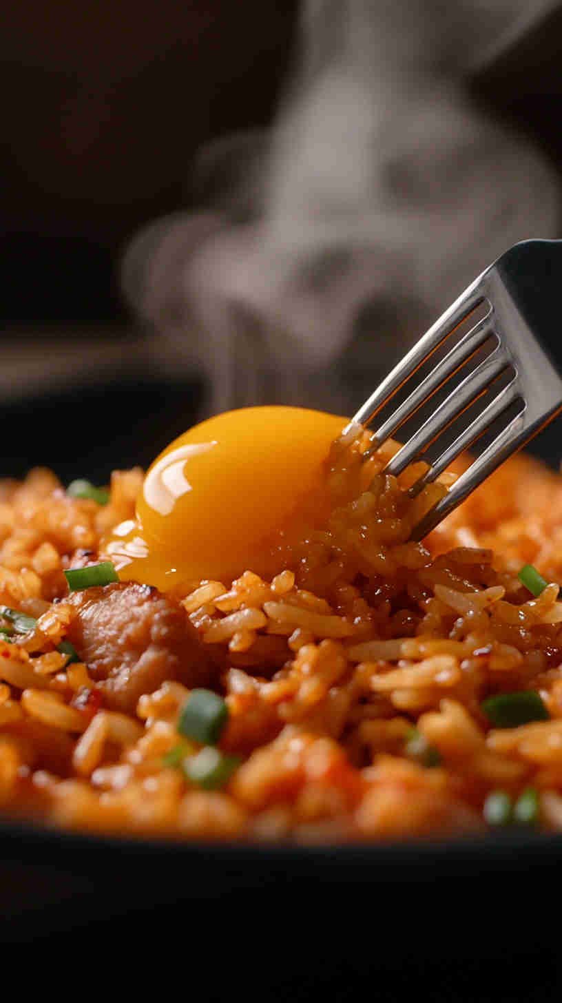 Kimchi Fried Rice with Pork Belly