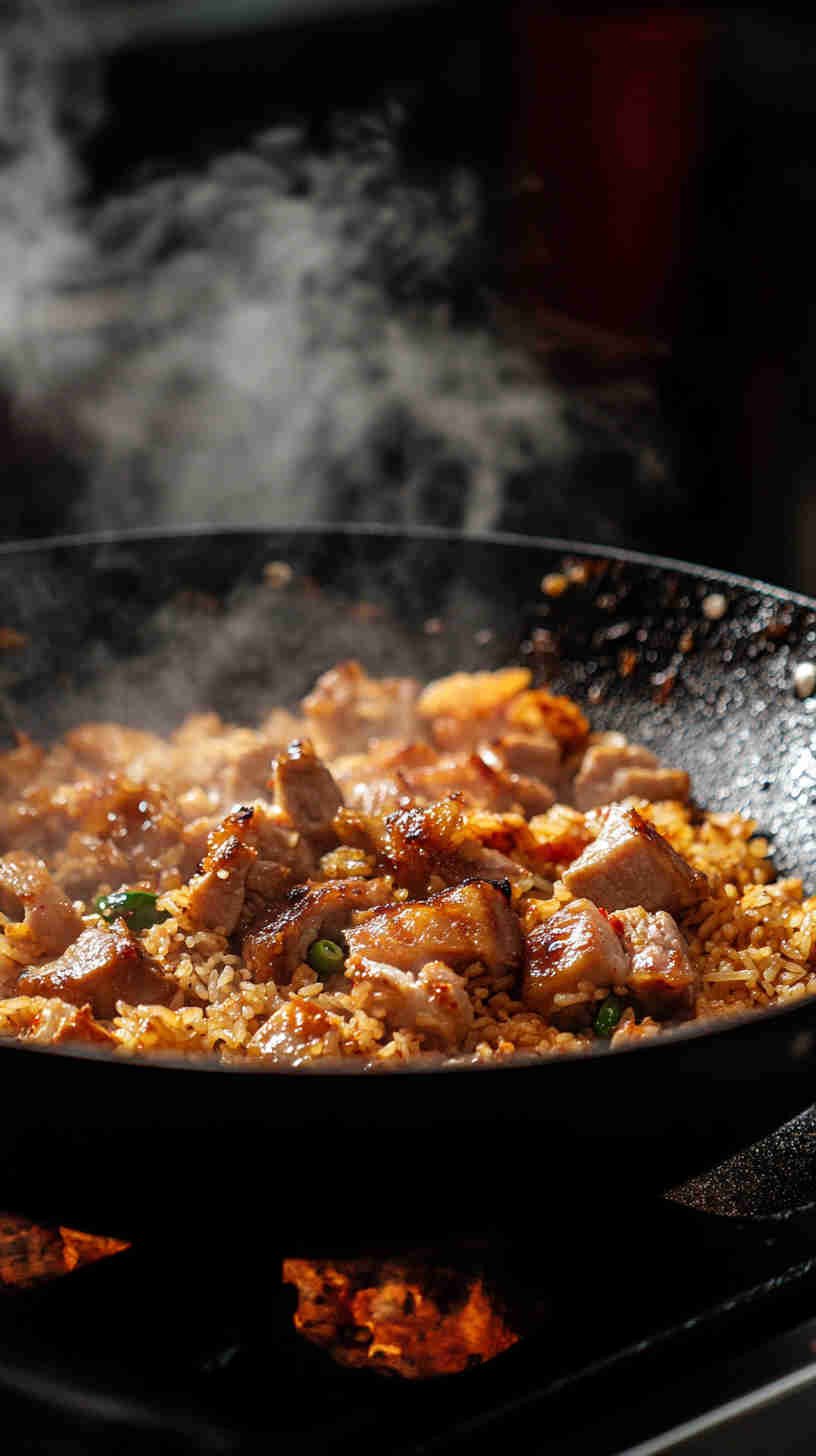 Kimchi Fried Rice with Pork Belly