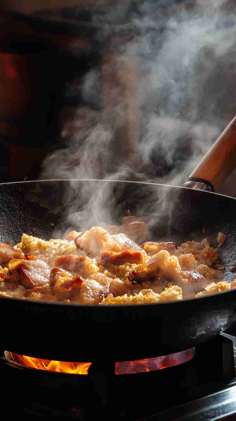 Kimchi Fried Rice with Pork Belly