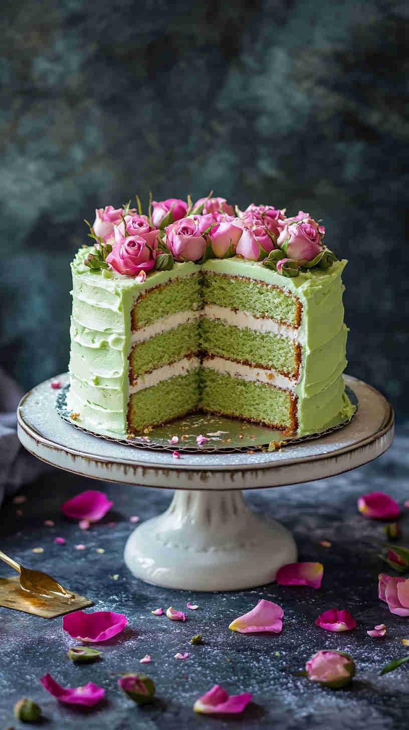 Pistachio and Rose Cake