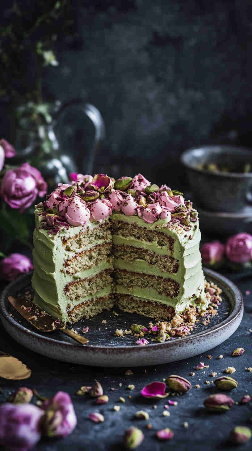 Pistachio and Rose Cake