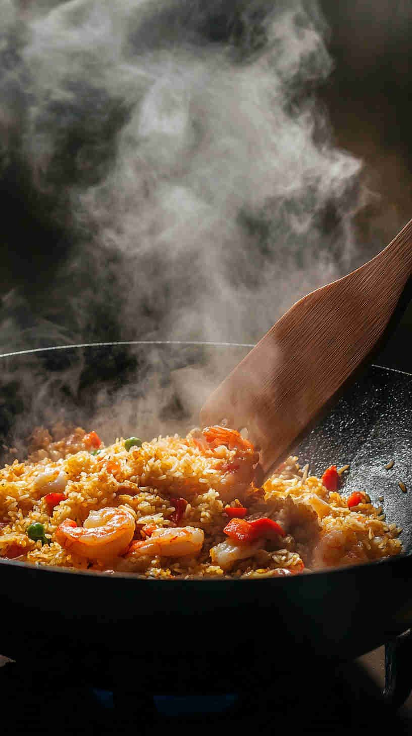 Prawn and Egg Fried Rice with Peas