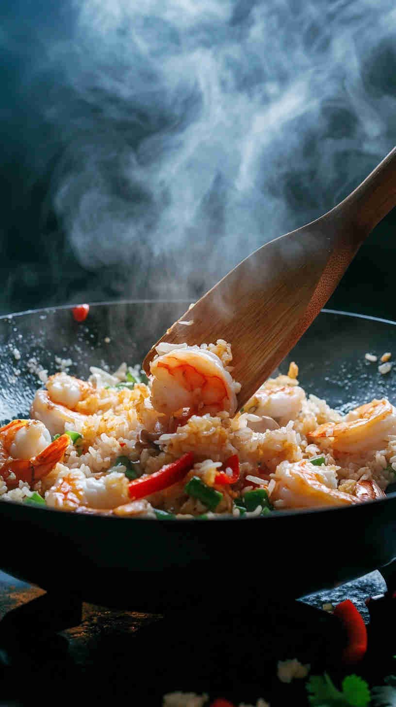 Prawn and Egg Fried Rice with Peas