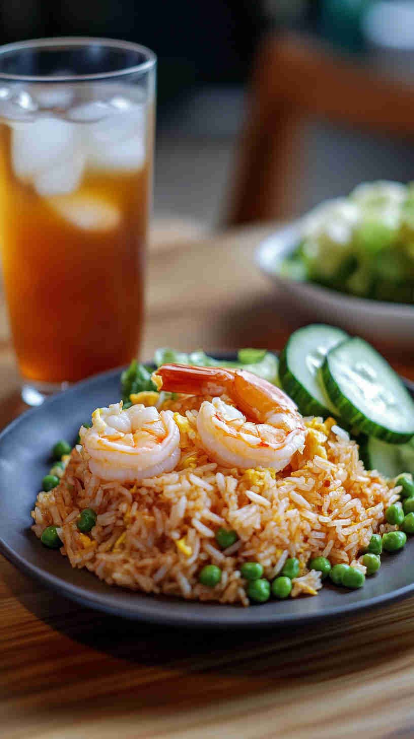 Prawn and Egg Fried Rice with Peas