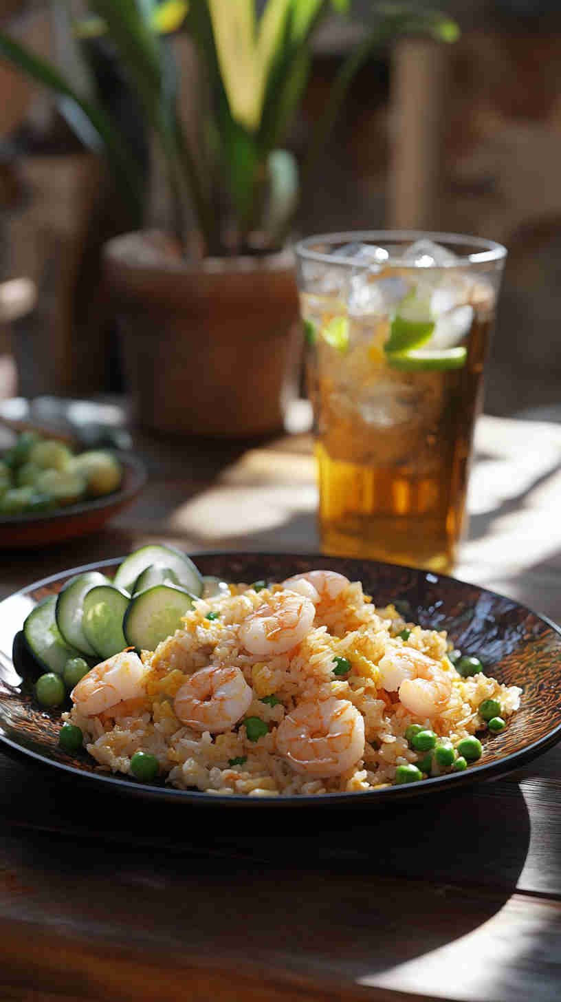 Prawn and Egg Fried Rice with Peas