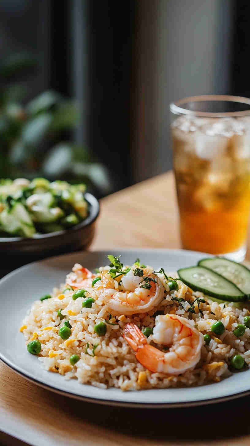 Prawn and Egg Fried Rice with Peas