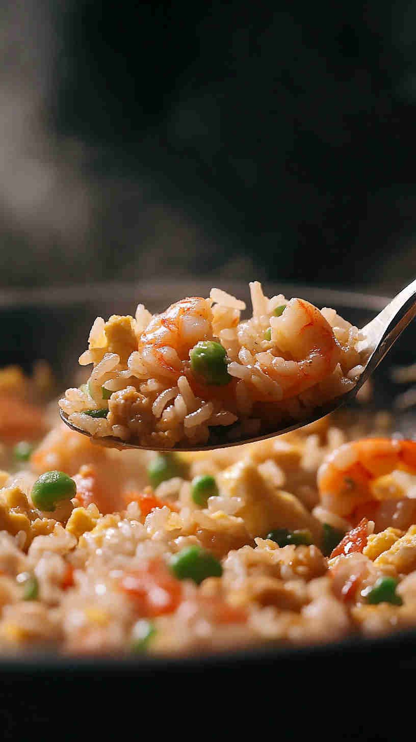 Prawn and Egg Fried Rice with Peas