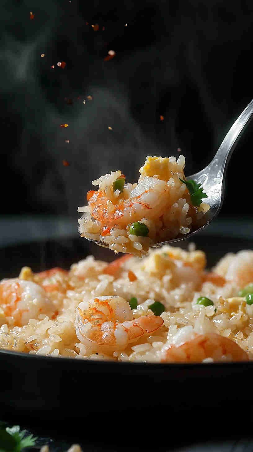 Prawn and Egg Fried Rice with Peas