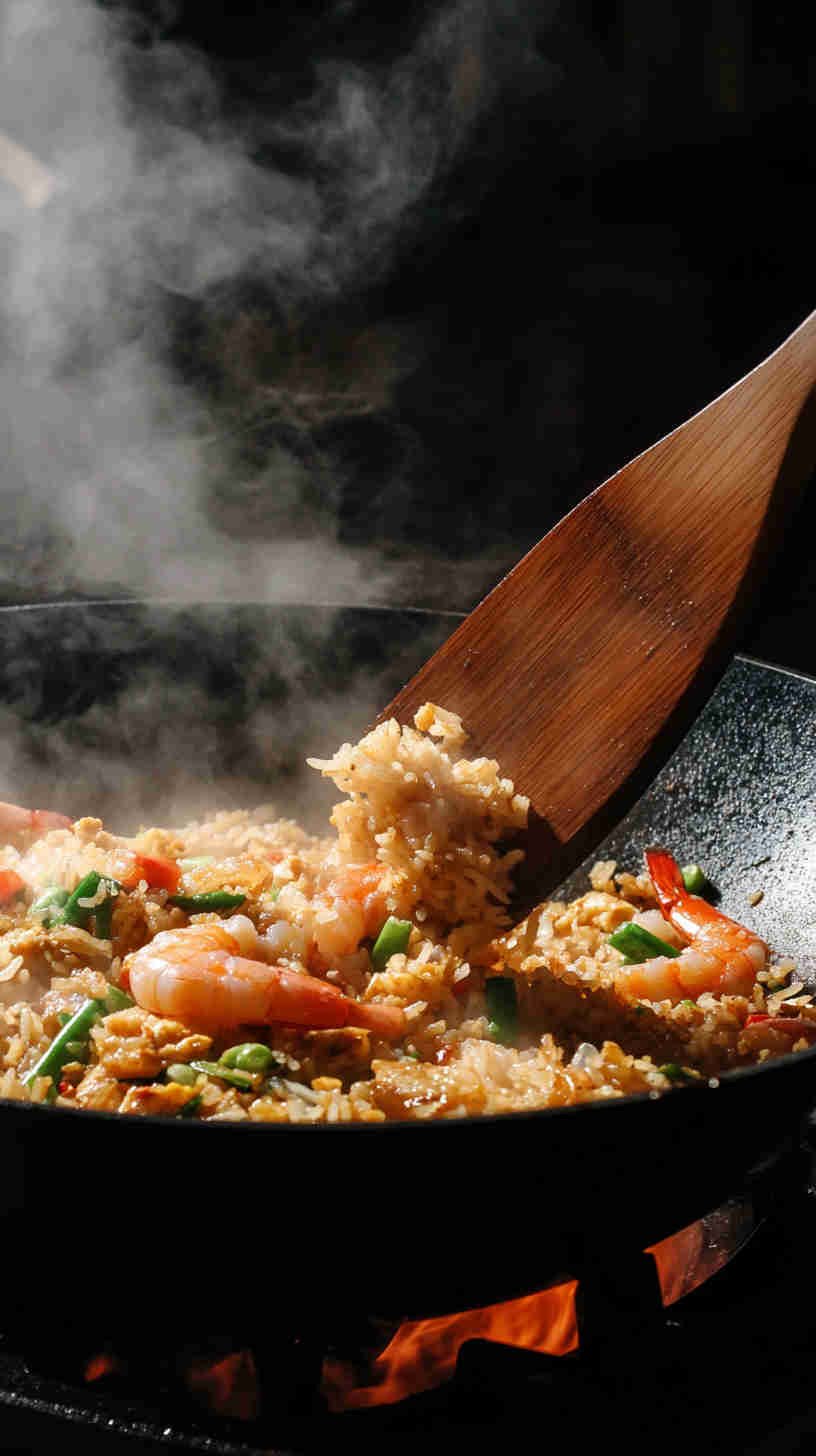 Prawn and Egg Fried Rice with Peas
