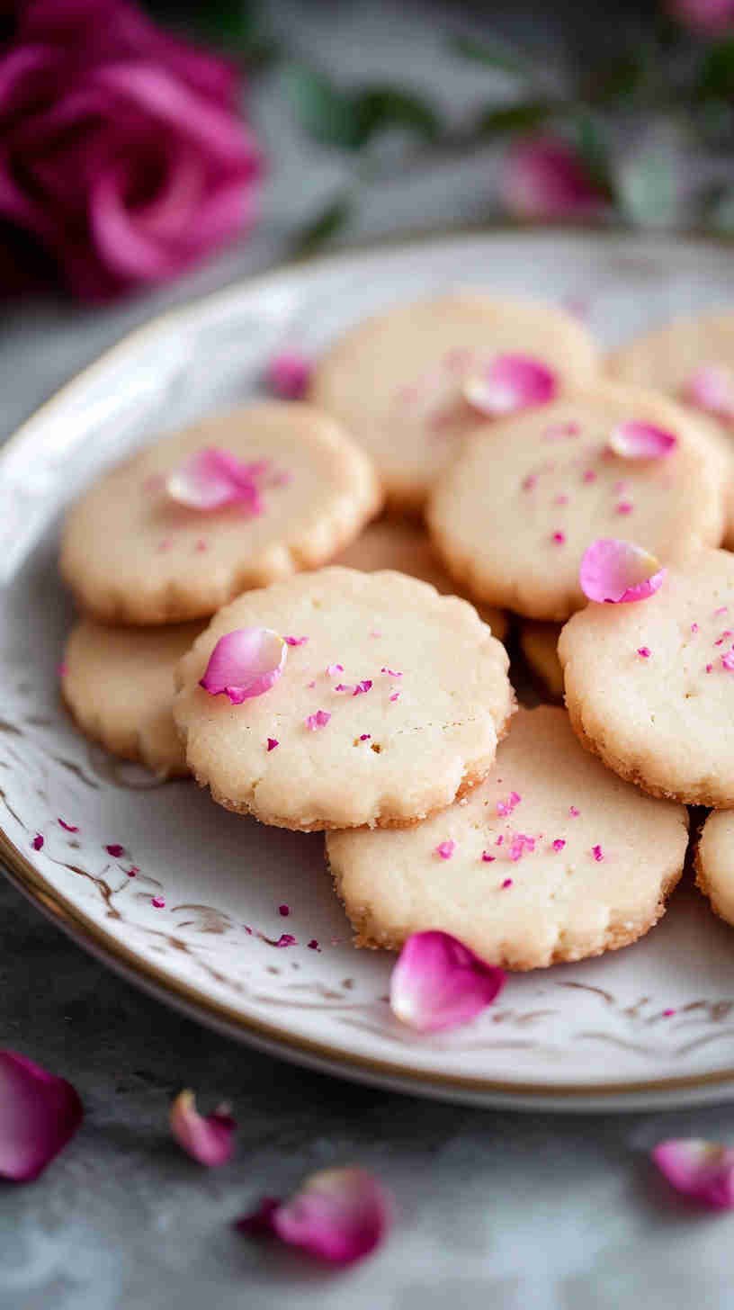 Rose Water Shortbread Cookies