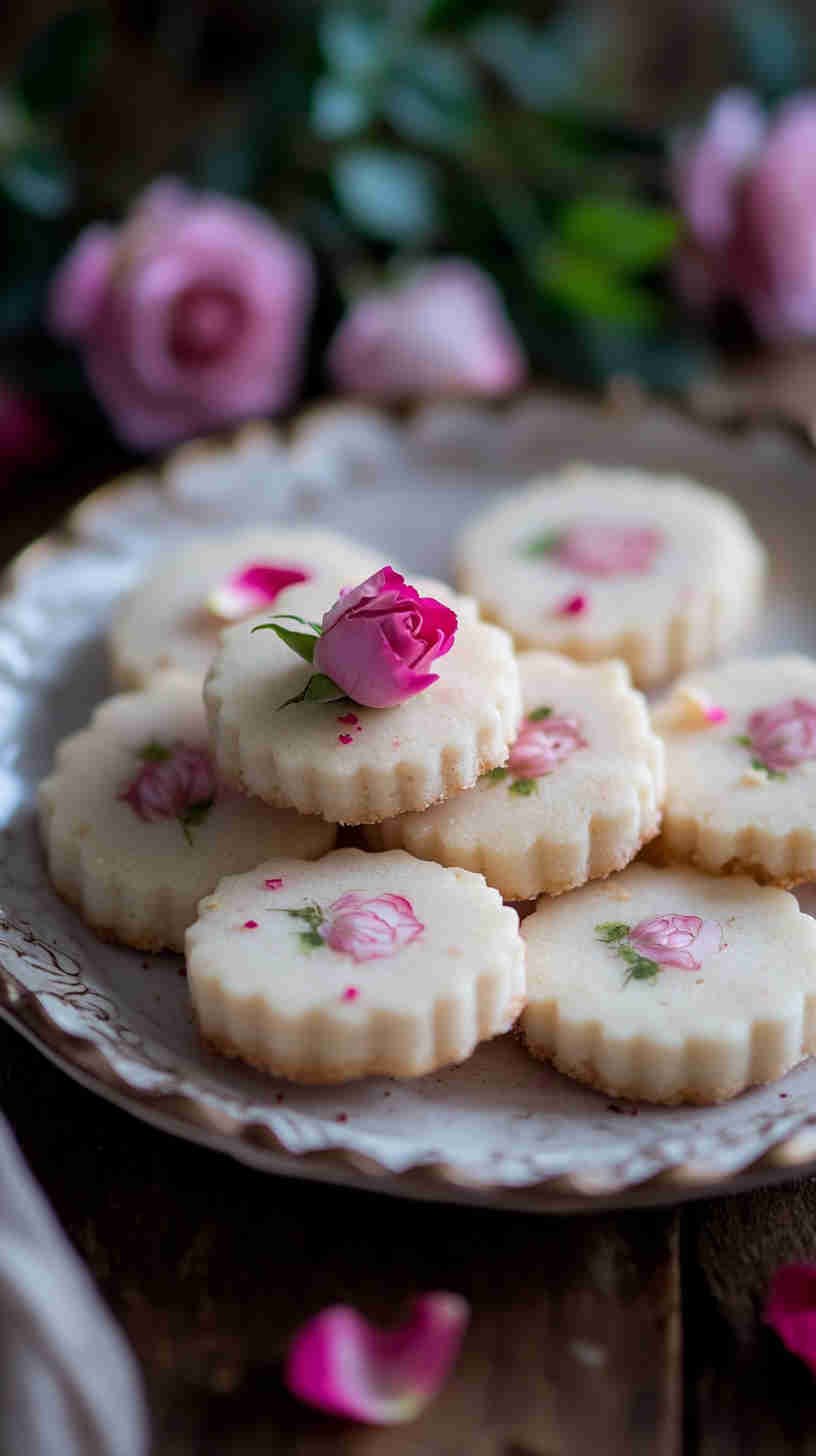 Rose Water Shortbread Cookies