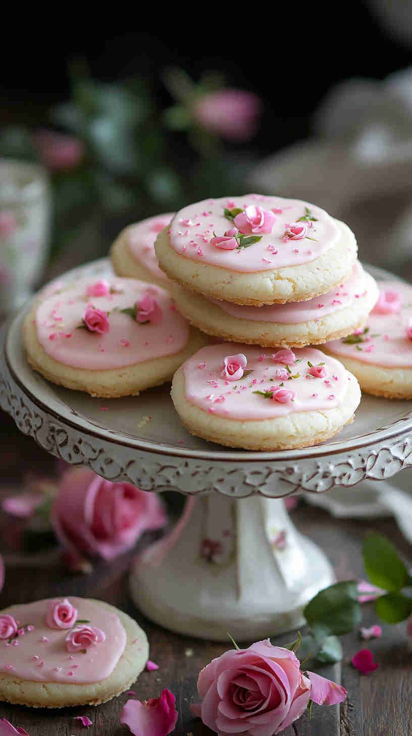 Rose Water Shortbread Cookies
