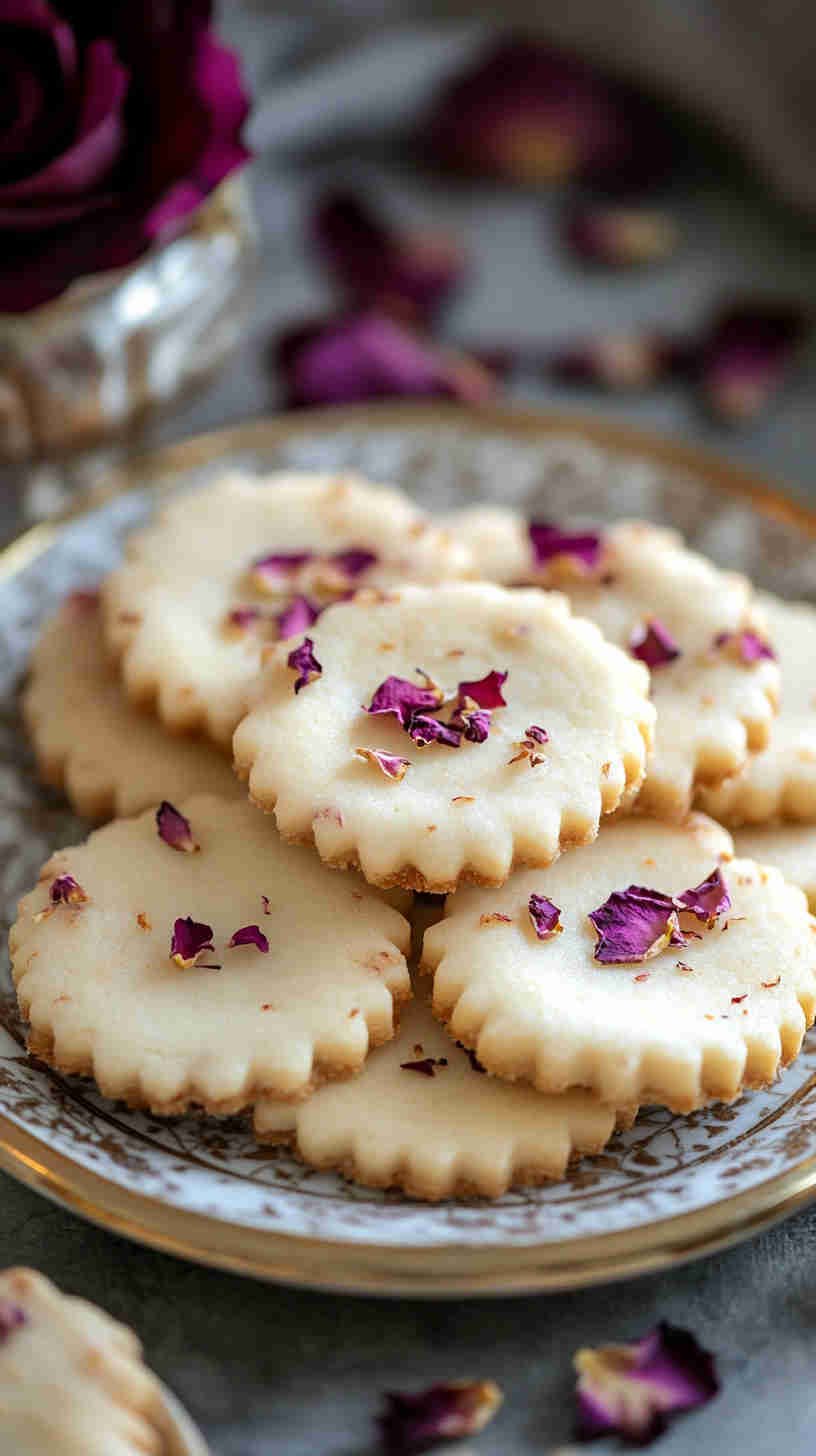 Rose Water Shortbread Cookies