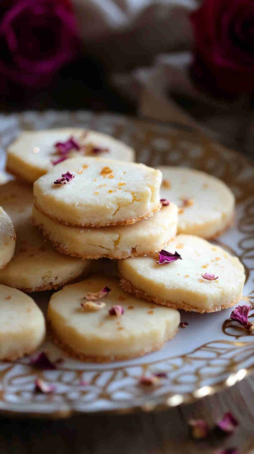 Rose Water Shortbread Cookies