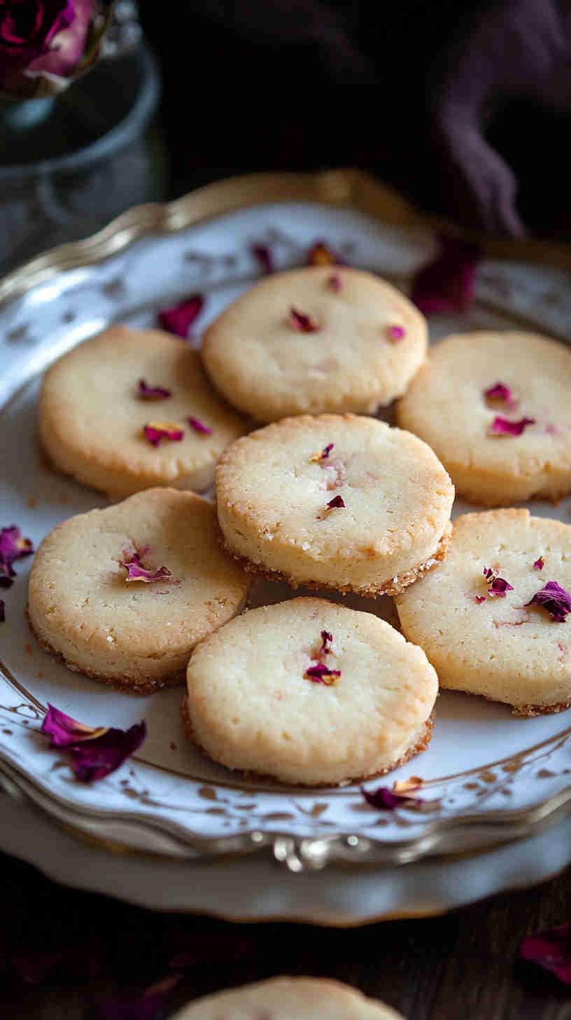Rose Water Shortbread Cookies