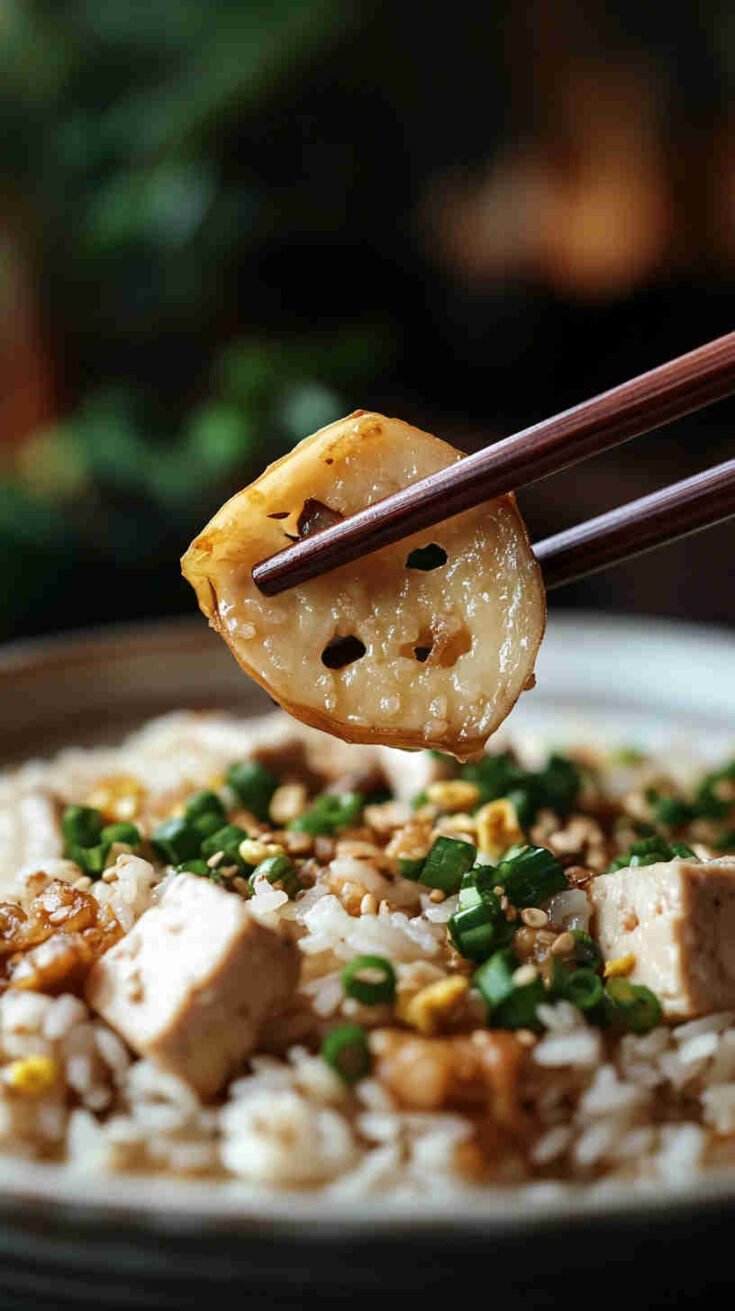 Vegetarian Lotus Root and Tofu Fried Rice