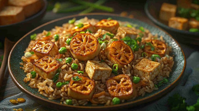Vegetarian Lotus Root and Tofu Fried Rice