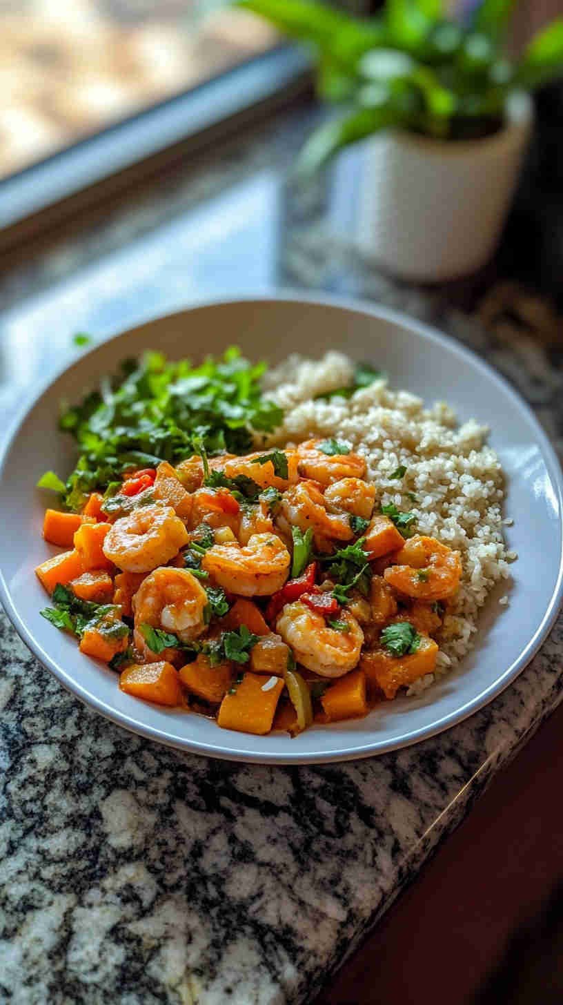 Coconut Curry Shrimp with Cauliflower Rice