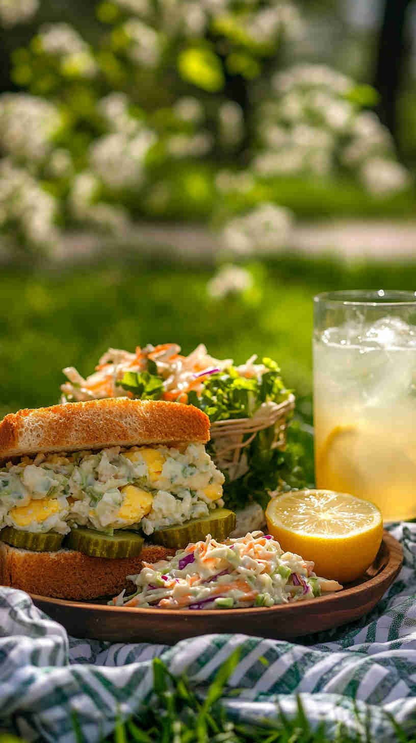 Egg Salad Sandwich with Dill Pickles