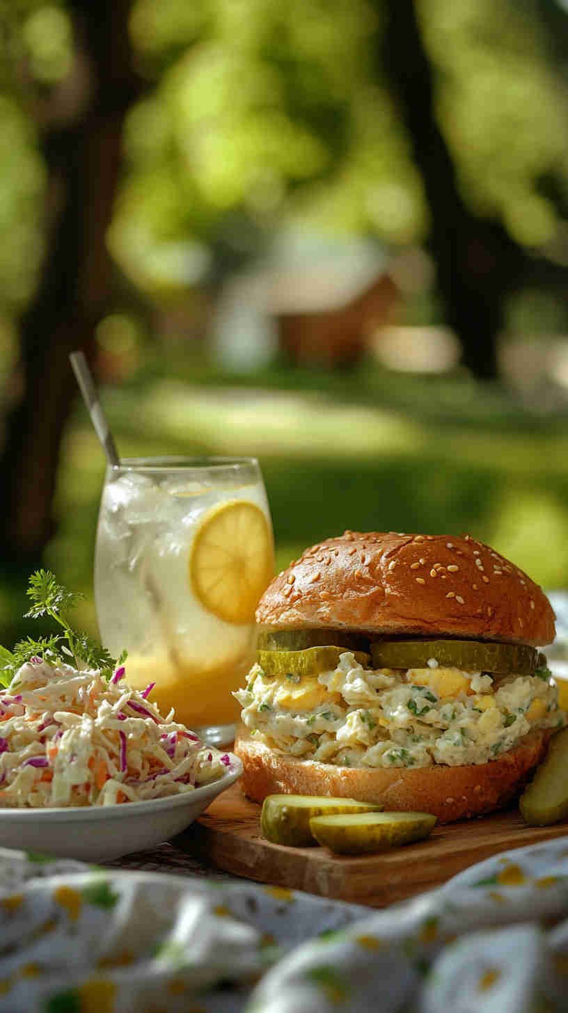 Egg Salad Sandwich with Dill Pickles