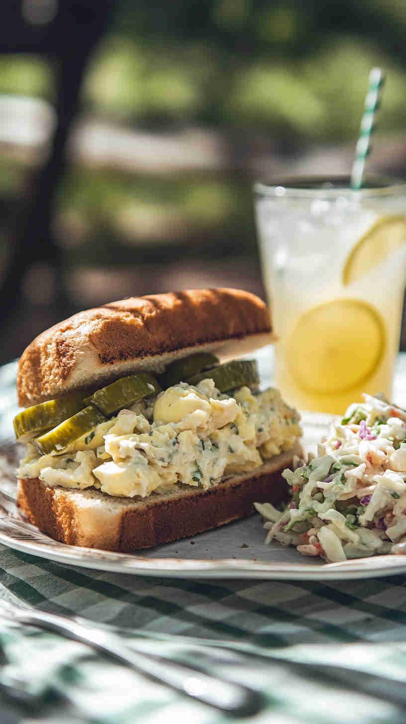 Egg Salad Sandwich with Dill Pickles