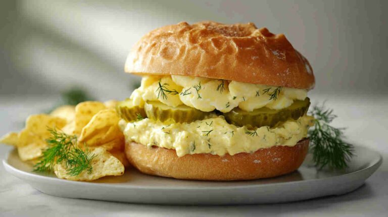 Egg Salad Sandwich with Dill Pickles