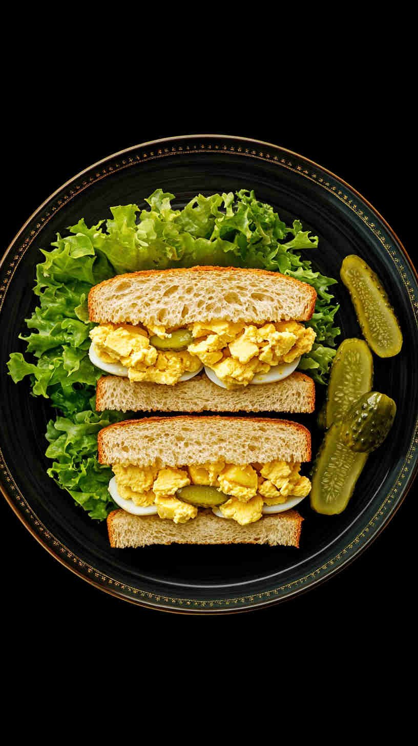 Egg Salad Sandwich with Dill Pickles