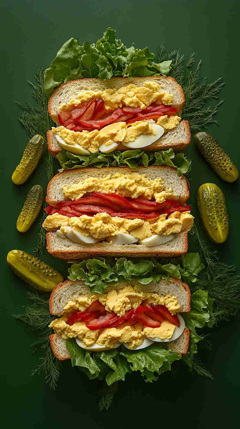 Egg Salad Sandwich with Dill Pickles