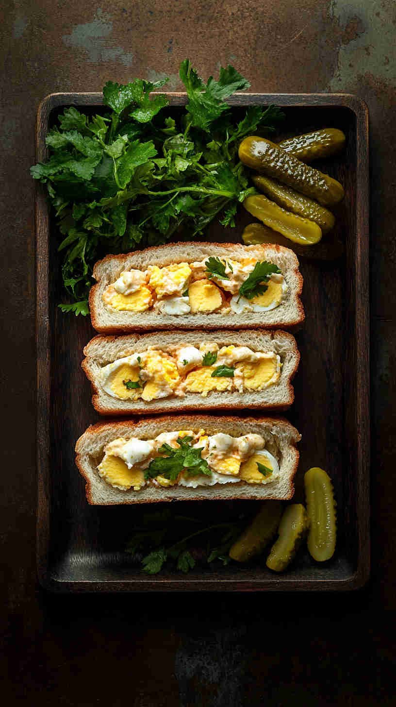 Egg Salad Sandwich with Dill Pickles