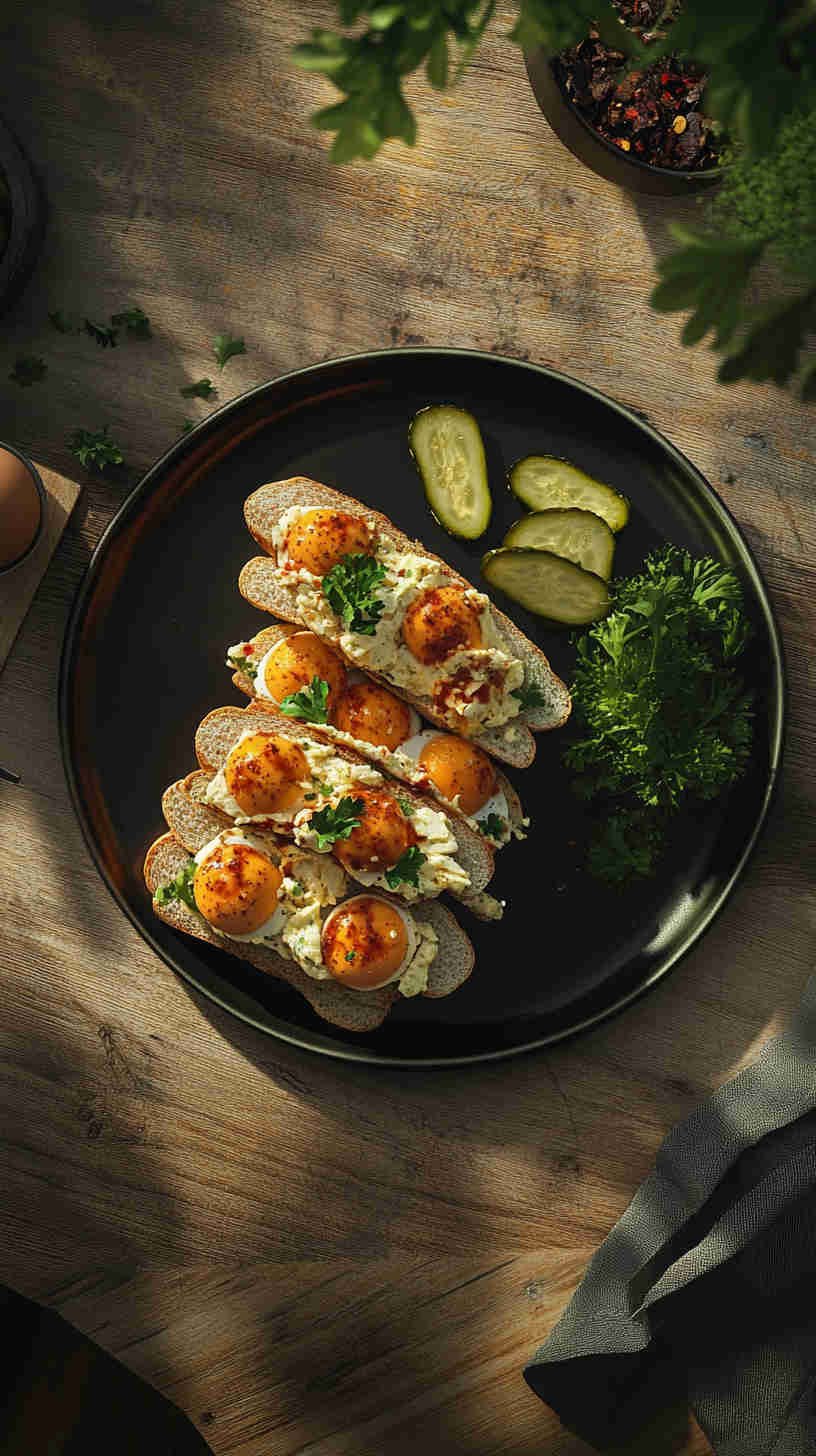 Egg Salad Sandwich with Dill Pickles