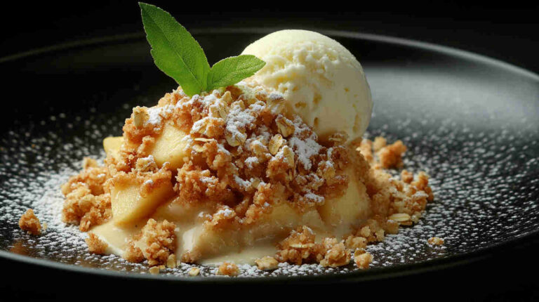 Apple Crumble with Vanilla Ice Cream Recipe
