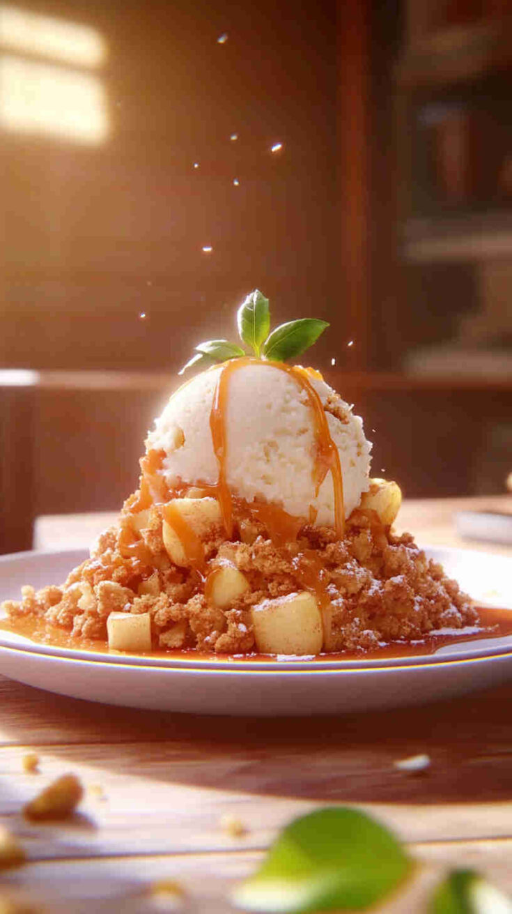 Apple Crumble with Vanilla Ice Cream Recipe
