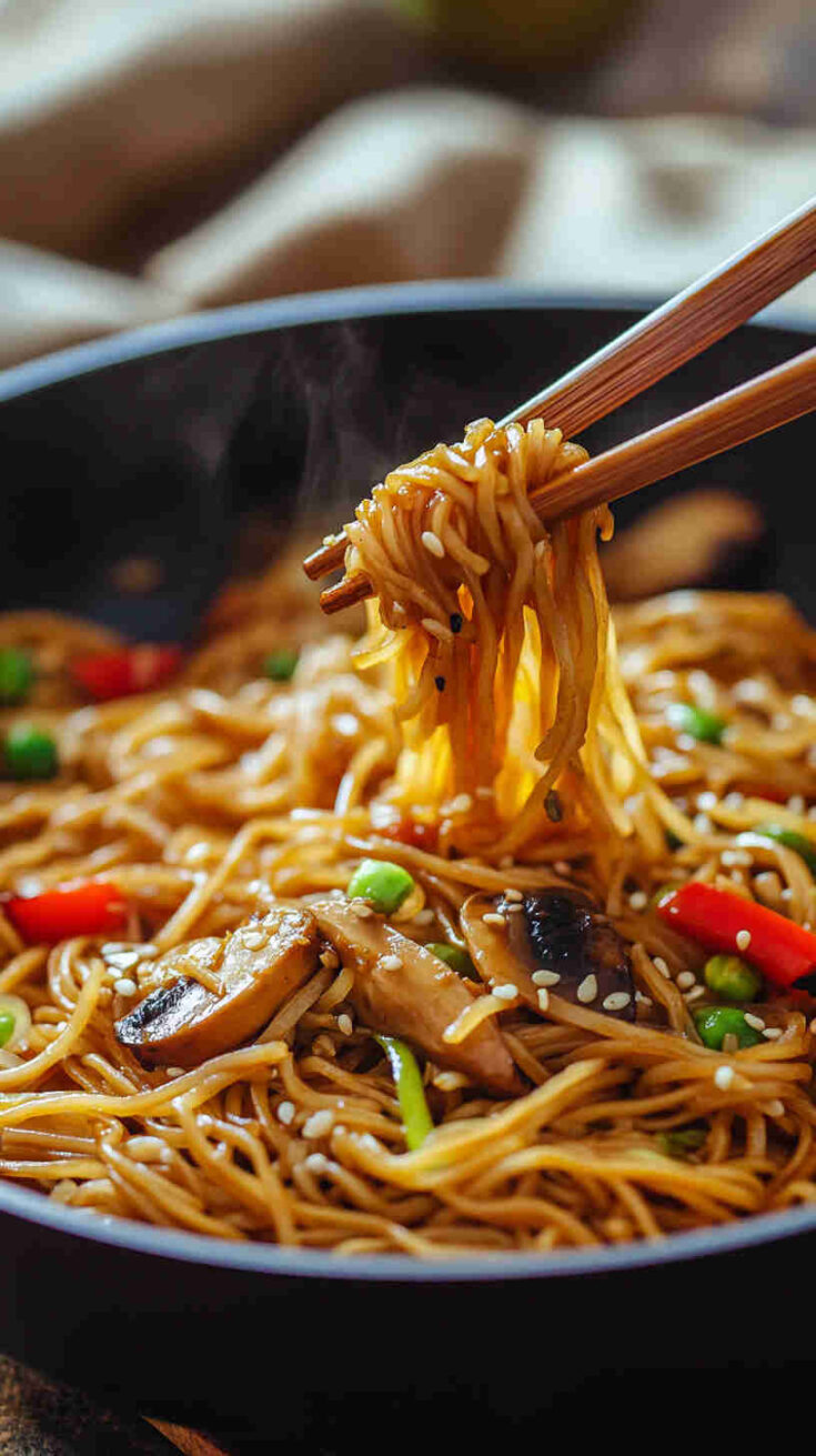 Asian Mushroom Rice Noodle Stir Fry Recipe