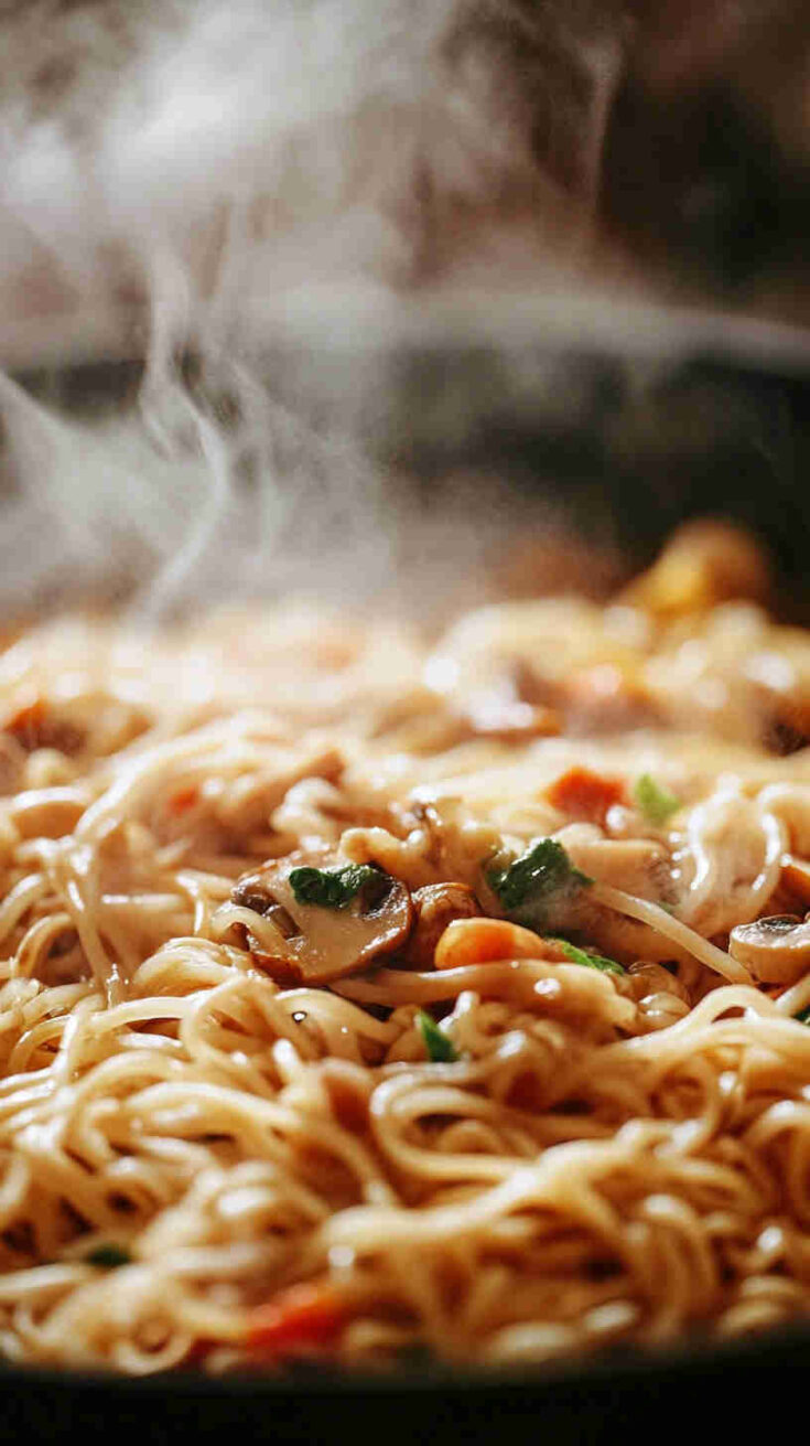 Asian Peanut Mushroom Noodles Recipe