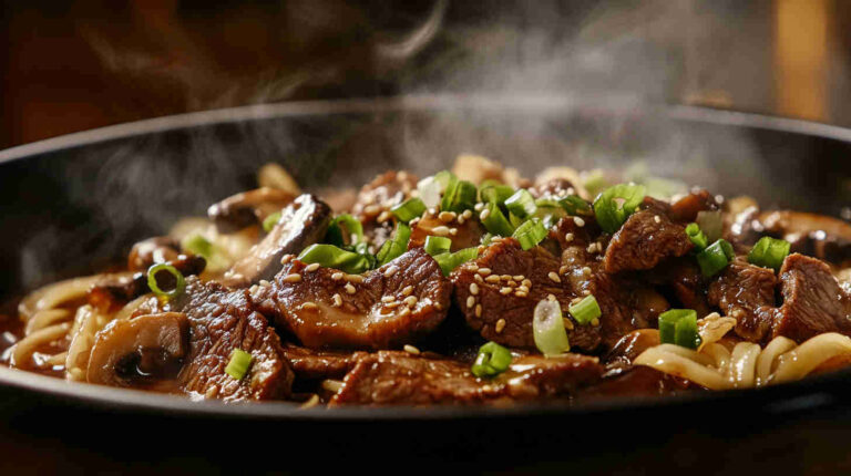 Asian-Style Beef and Mushroom Noodles