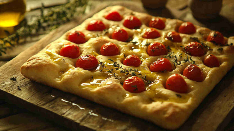 Authentic Focaccia Barese with Cherry Tomatoes