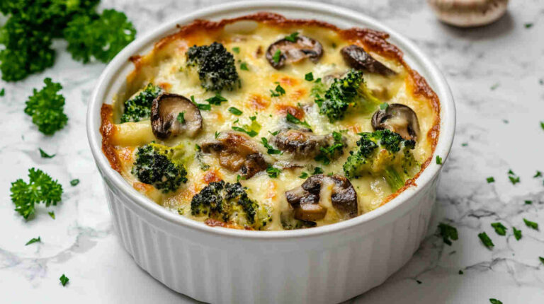 Baked Mushroom and Broccoli Cheese Bake