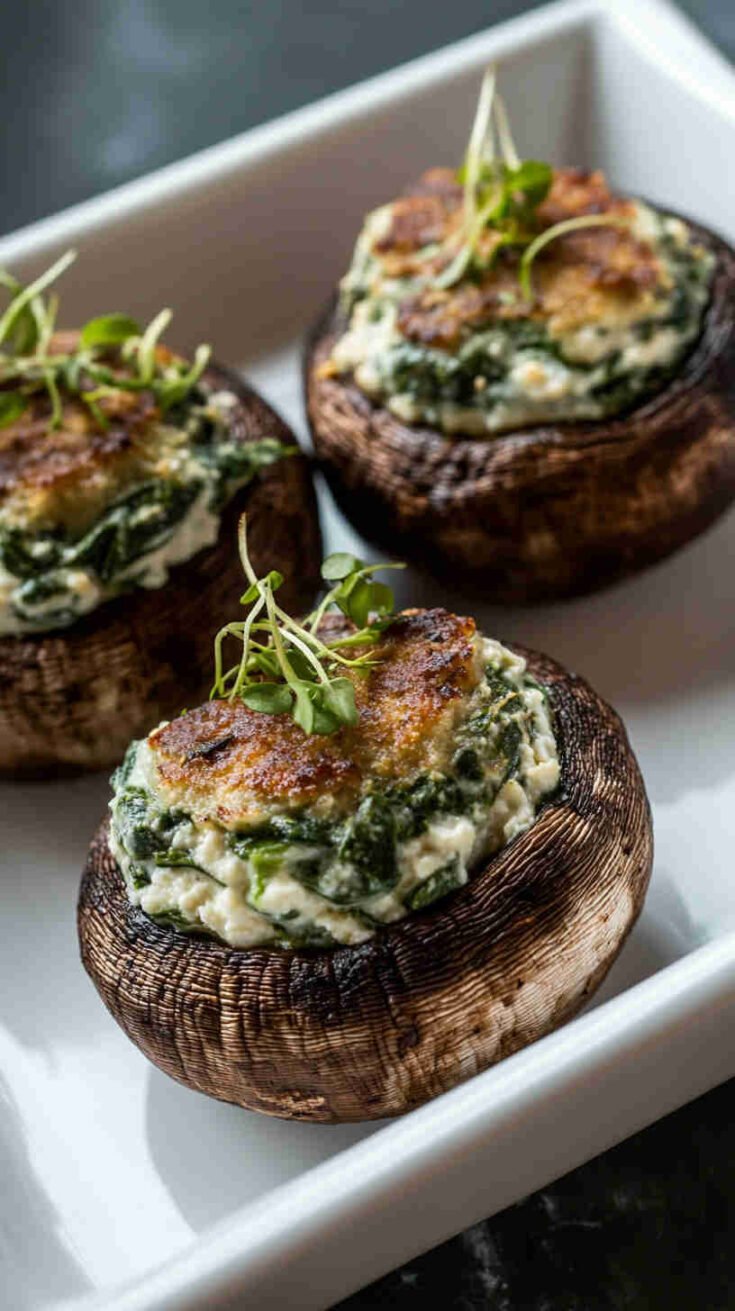 Baked Mushrooms with Creamy Ricotta and Spinach Filling
