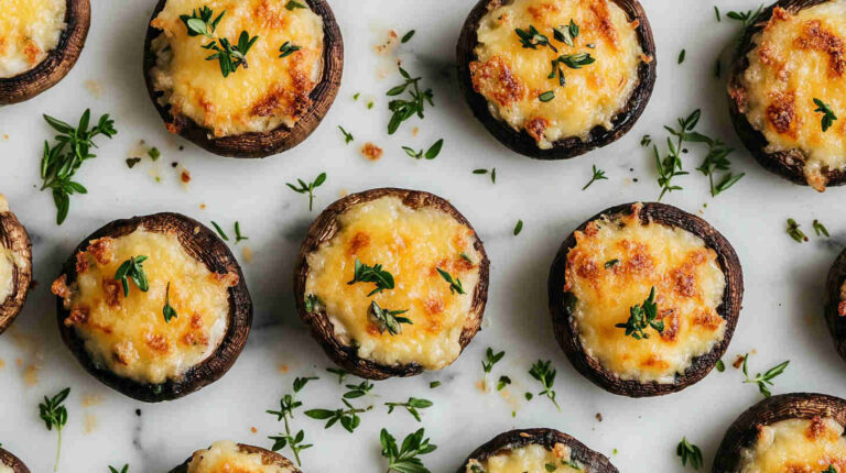 Cheesy Stuffed Baked Mushrooms with Herbs