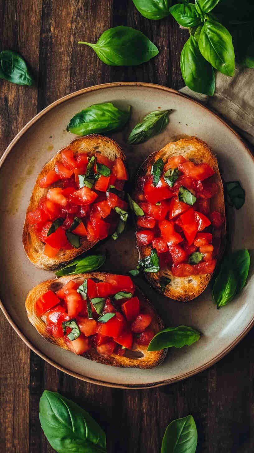 Classic Italian Bruschetta with Tomato and Basil Recipe