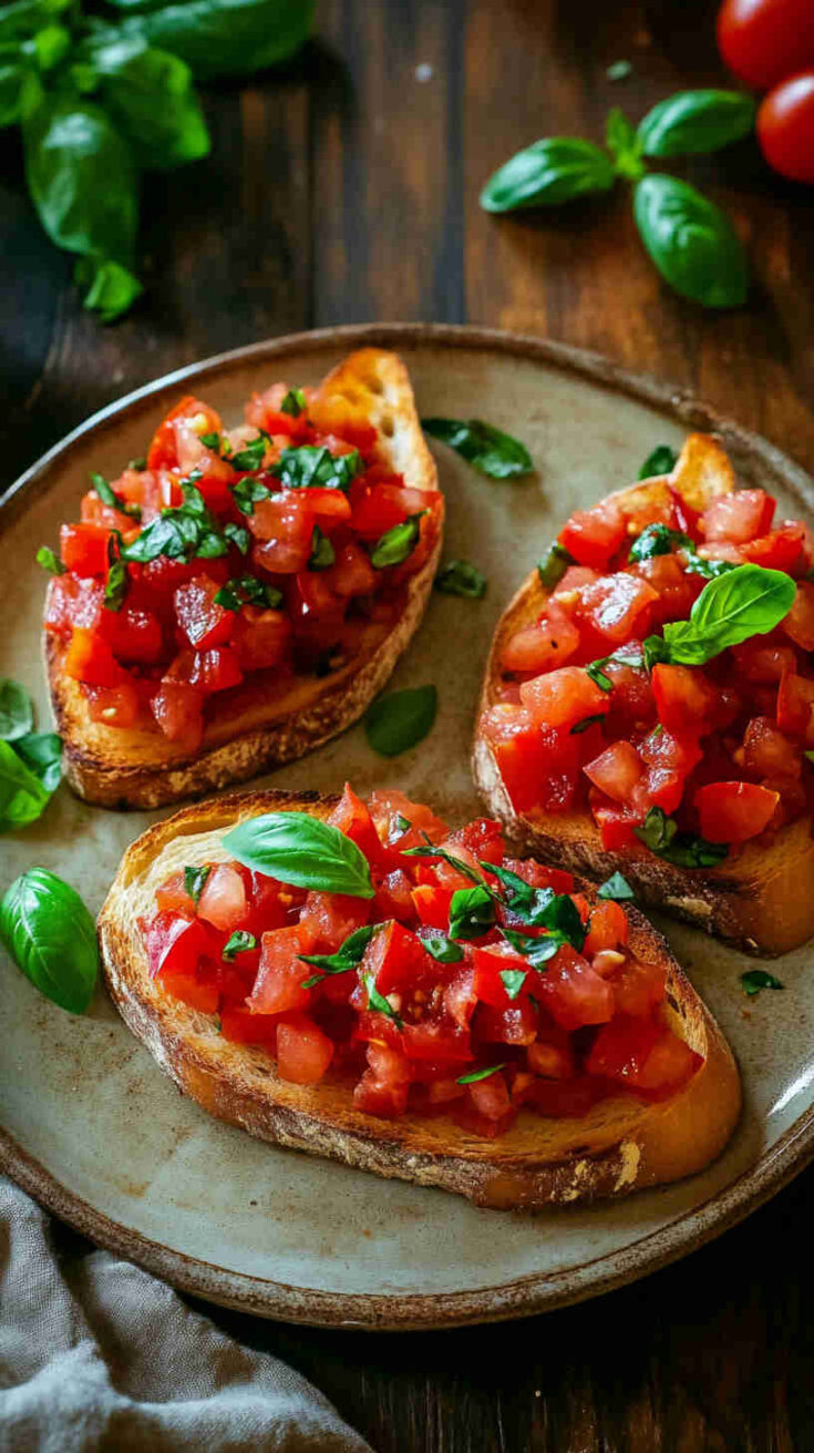 Classic Italian Bruschetta with Tomato and Basil Recipe