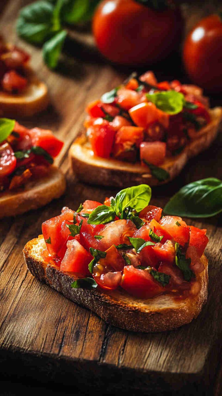 Classic Italian Bruschetta with Tomato and Basil Recipe