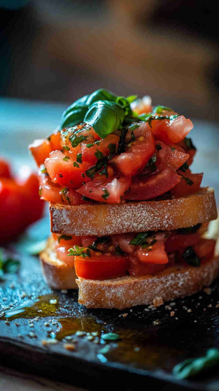 Classic Italian Bruschetta with Tomato and Basil Recipe