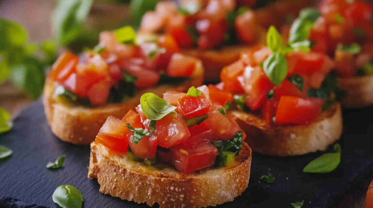 Classic Italian Bruschetta with Tomato and Basil Recipe