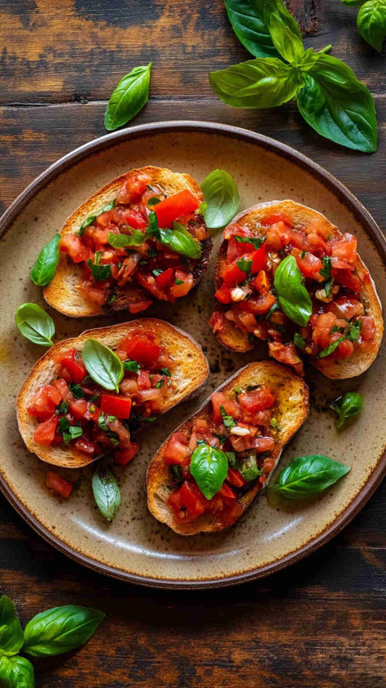 Classic Italian Bruschetta with Tomato and Basil Recipe
