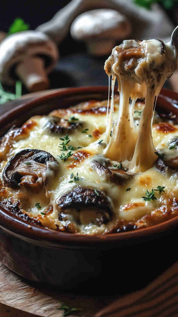 Creamy Baked Mushroom and Cheese Casserole