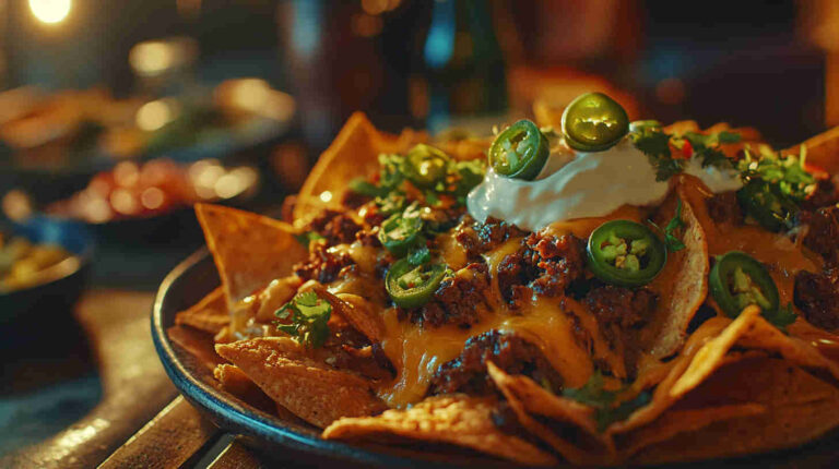 Crispy Beef and Cheddar Nachos