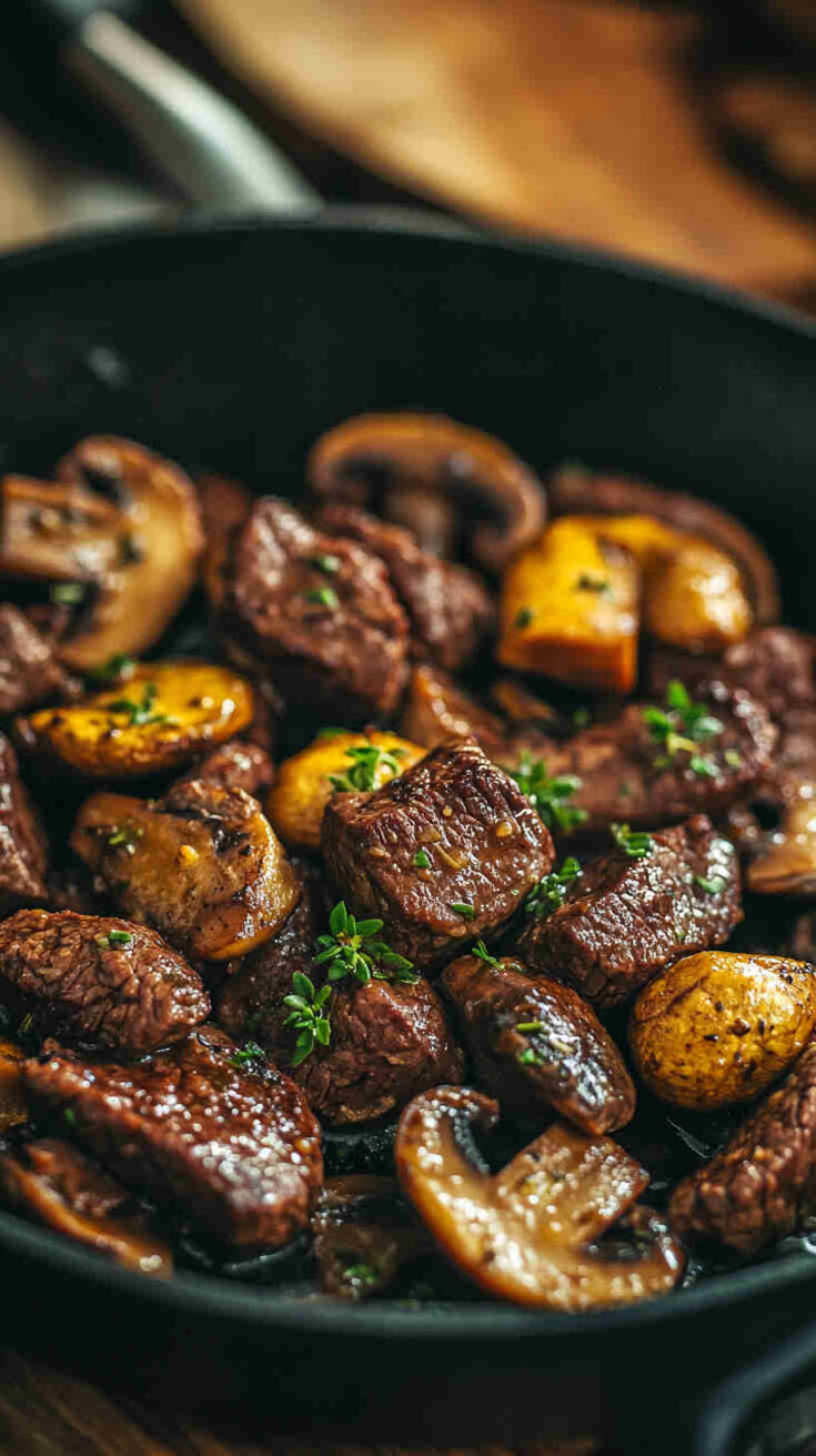 Garlic Butter Beef and Mushroom Skillet