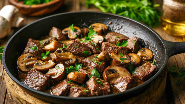 Garlic Butter Beef and Mushroom Skillet