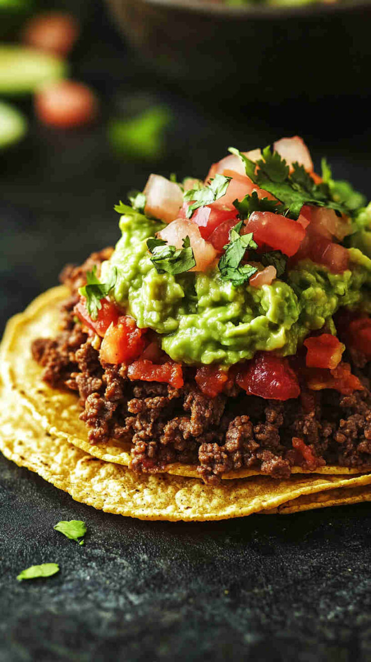 Ground Beef Tostadas with Guacamole